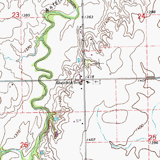 Topographic Map of Ebenfeld School, KS