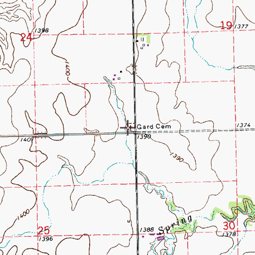 Topographic Map of Gard Cemetery, KS