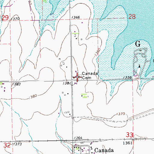 Topographic Map of Canada Cemetery, KS