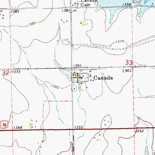 Topographic Map of Canada, KS