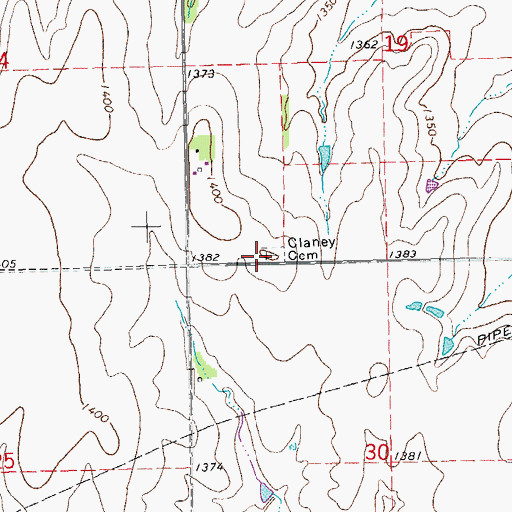 Topographic Map of Claney Cemetery, KS