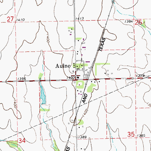 Topographic Map of Aulne, KS