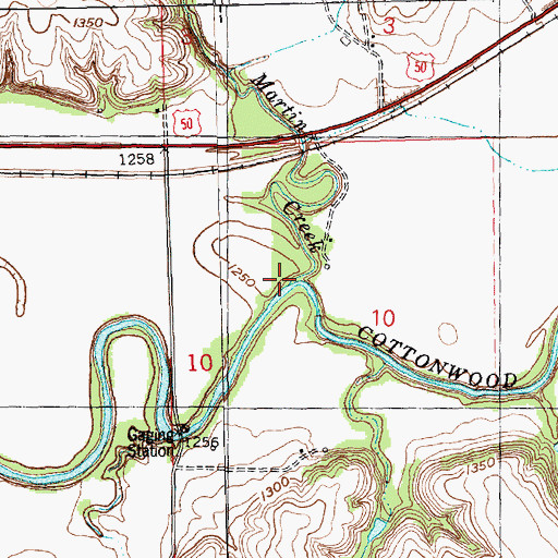 Topographic Map of Martin Creek, KS