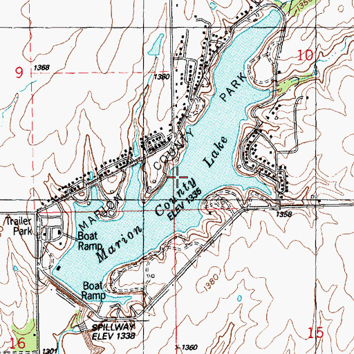 Topographic Map of Marion County Park, KS