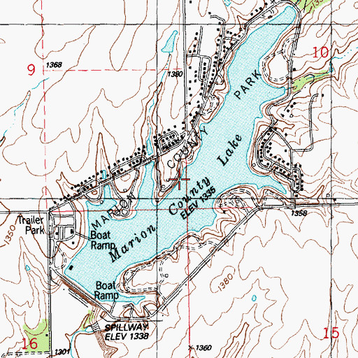 Topographic Map of Marion County Lake, KS