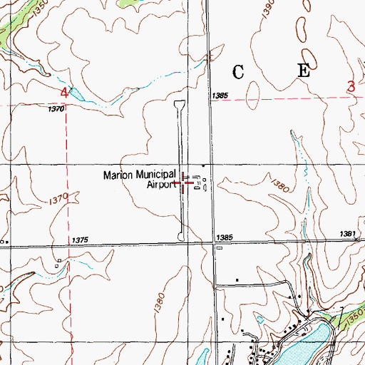 Topographic Map of Marion Municipal Airport, KS
