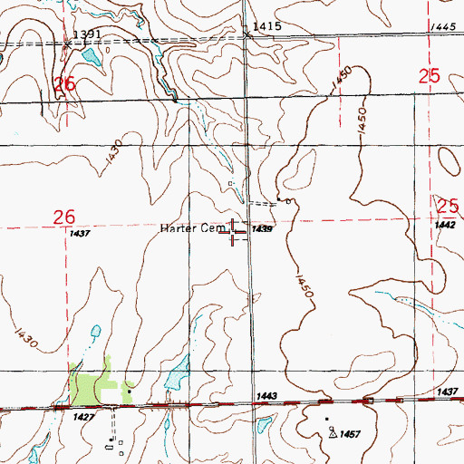 Topographic Map of Harter Cemetery, KS
