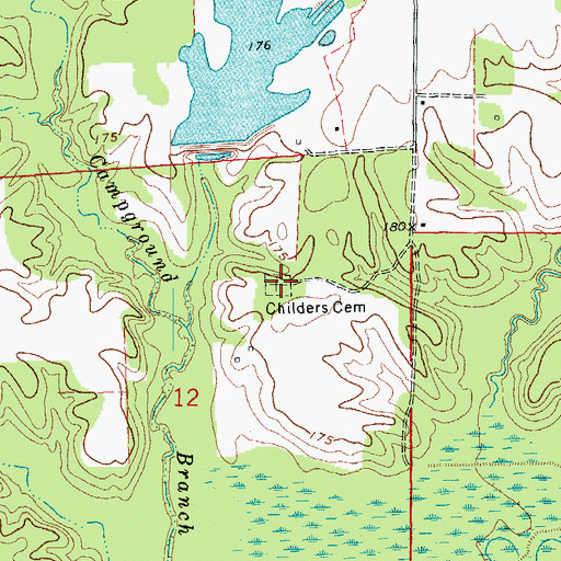 Topographic Map of Childers Cemetery, AR