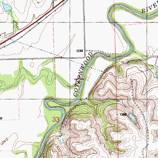 Topographic Map of French Creek, KS