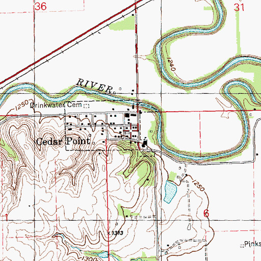 Topographic Map of Cedar Point, KS