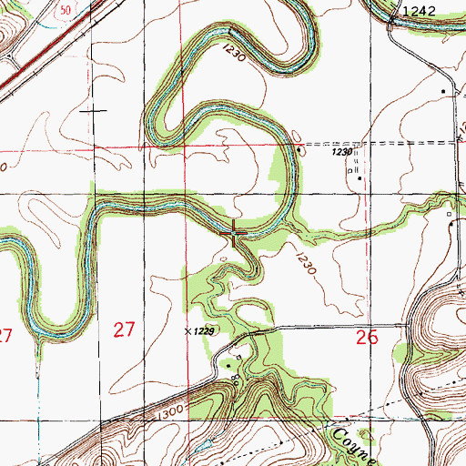 Topographic Map of Coyne Branch, KS