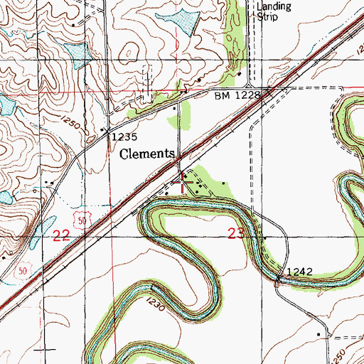 Topographic Map of Clements, KS