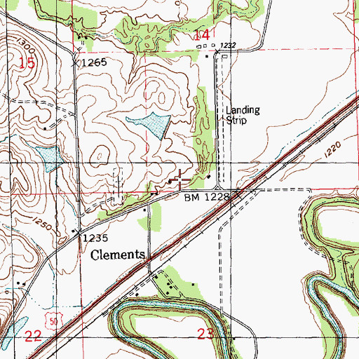 Topographic Map of Clements School, KS