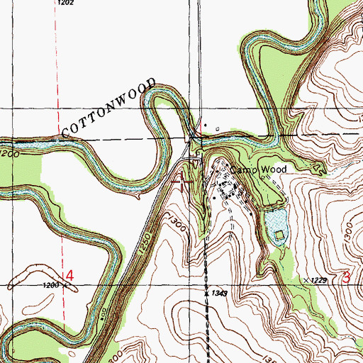 Topographic Map of Camp Wood, KS