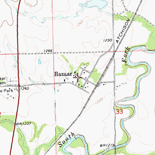 Topographic Map of Bazaar, KS