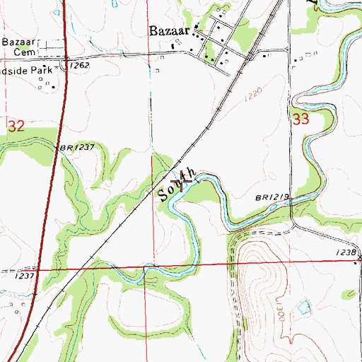 Topographic Map of Rock Creek, KS