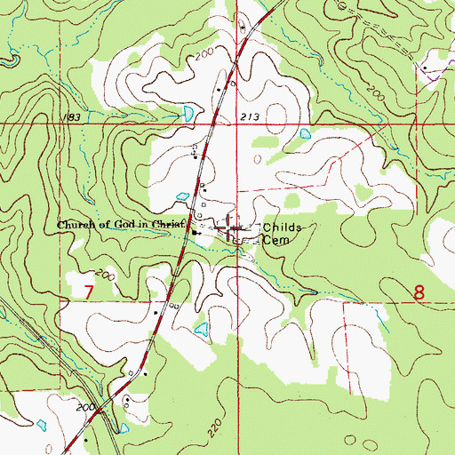 Topographic Map of Childs Cemetery, AR