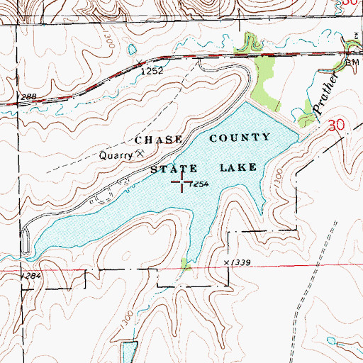 Topographic Map of Chase County State Lake, KS