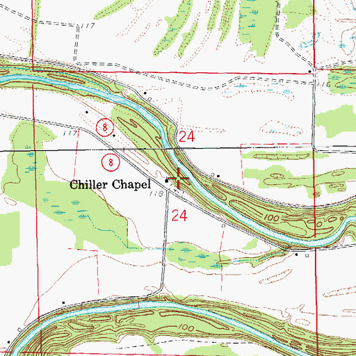 Topographic Map of Chiller Chapel, AR