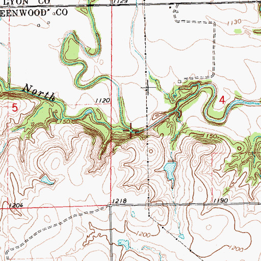 Topographic Map of Rock Creek, KS
