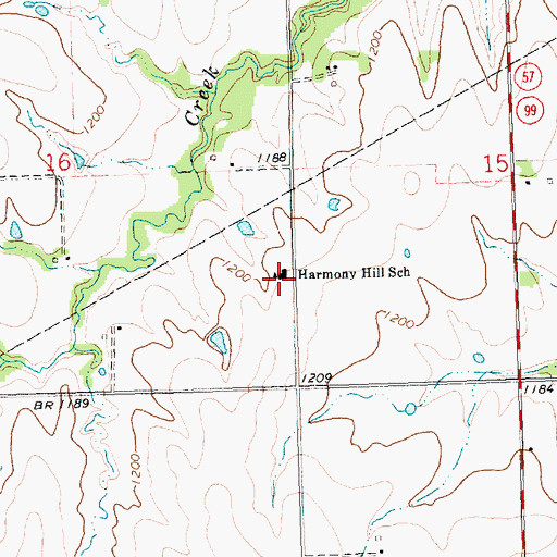 Topographic Map of Harmony Hill Elementary School (historical), KS