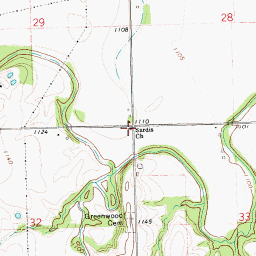 Topographic Map of Sardis Congregational Church, KS
