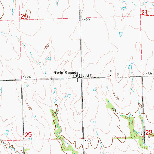 Topographic Map of Twin Mounds Church, KS