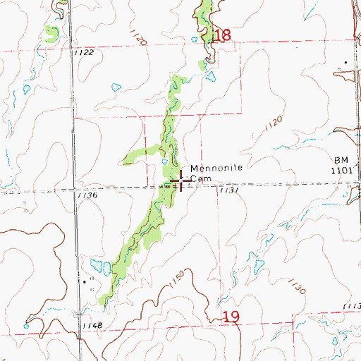 Topographic Map of Mennonite Cemetery, KS