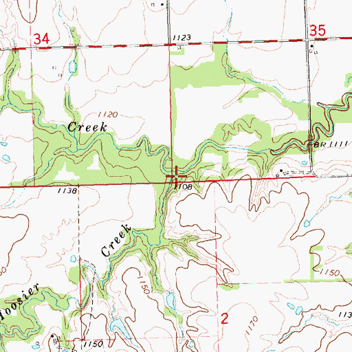 Topographic Map of Hoosier Creek, KS