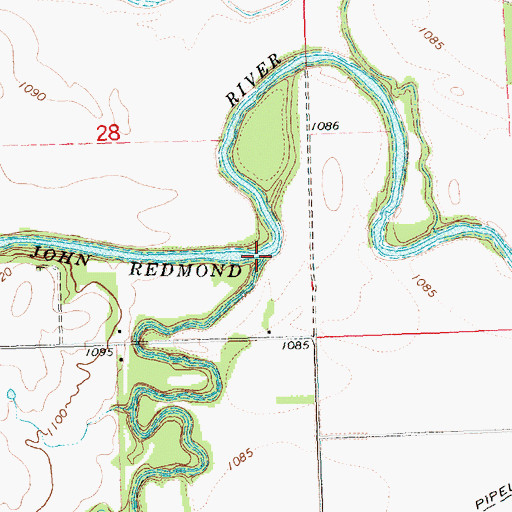 Topographic Map of Coal Creek, KS