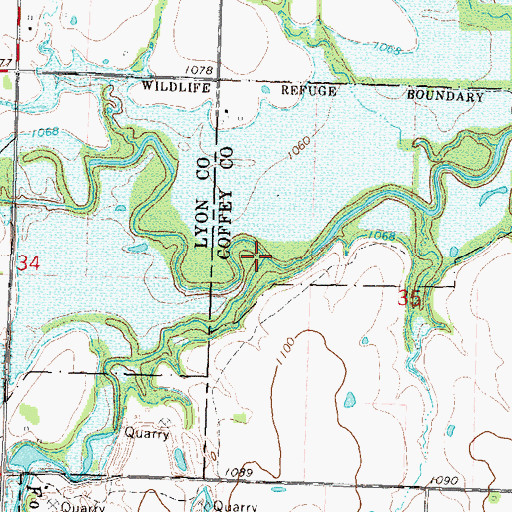 Topographic Map of Fourmile Creek, KS