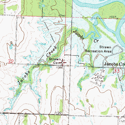 Topographic Map of Strawn Cemetery, KS