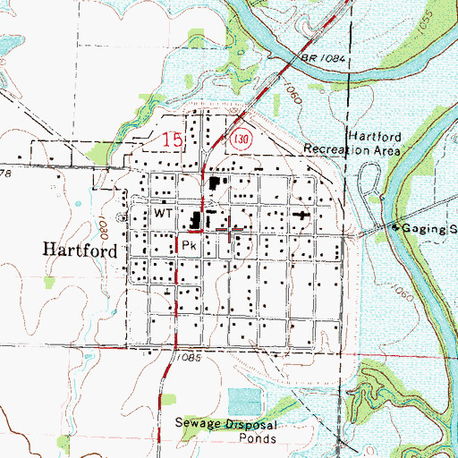 Topographic Map of Hartford, KS