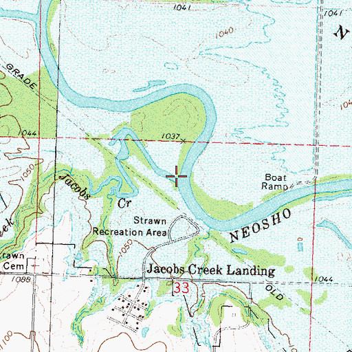 Topographic Map of Jacobs Creek, KS