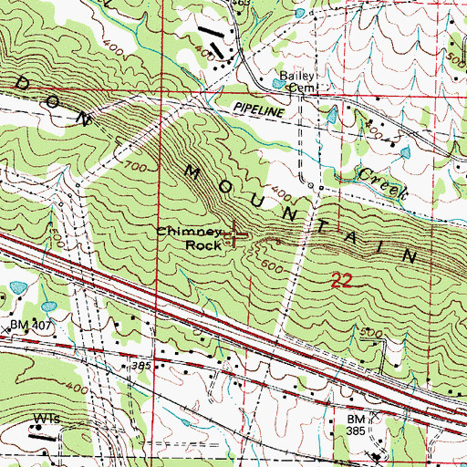 Topographic Map of Chimney Rock, AR