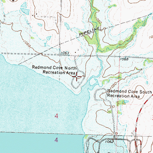 Topographic Map of Redmond Cove North Recreation Area, KS