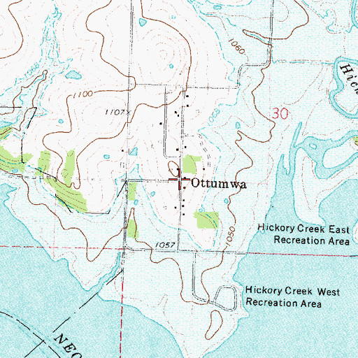 Topographic Map of Ottumwa, KS