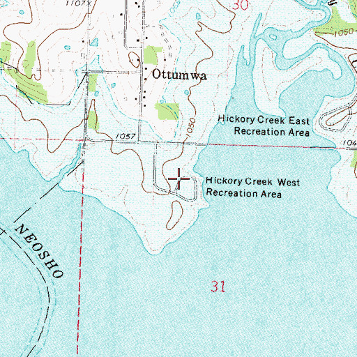 Topographic Map of Hickory Creek West Recreation Area, KS