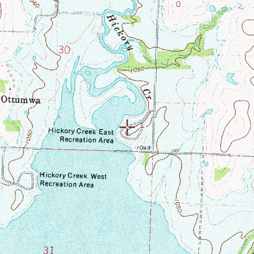 Topographic Map of Hickory Creek East Recreation Area, KS