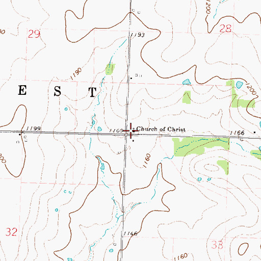 Topographic Map of Section Church of Christ, KS