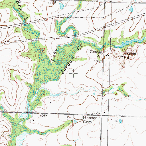 Topographic Map of Jordan Creek, KS