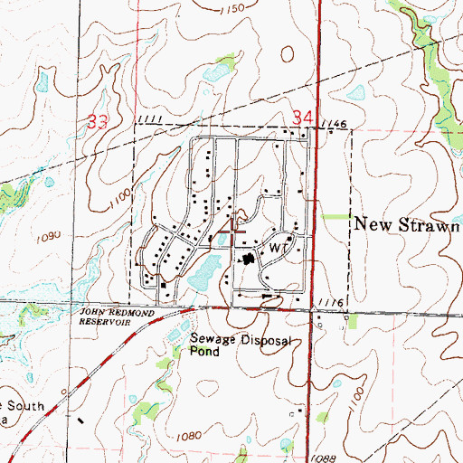 Topographic Map of New Strawn, KS