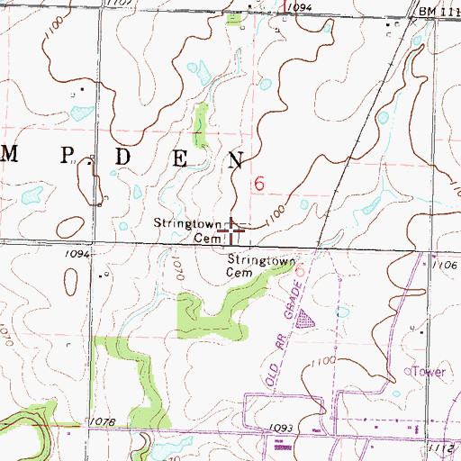 Topographic Map of Stringtown Cemetery, KS