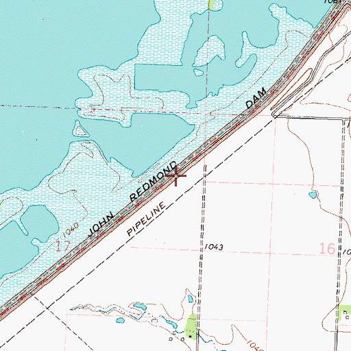 Topographic Map of John Redmond Reservoir, KS