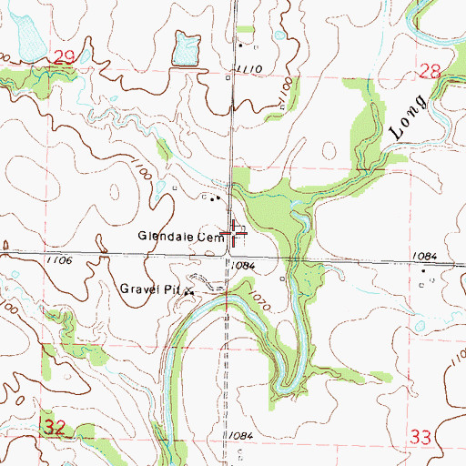 Topographic Map of Glendale Cemetery, KS