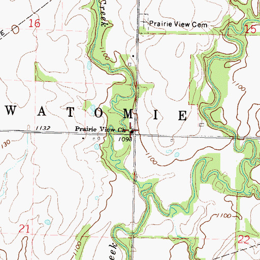 Topographic Map of Prairie View United Methodist Church, KS