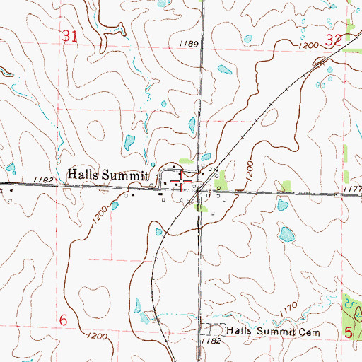 Topographic Map of Halls Summit, KS