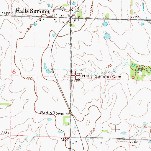 Topographic Map of Halls Summit Cemetery, KS