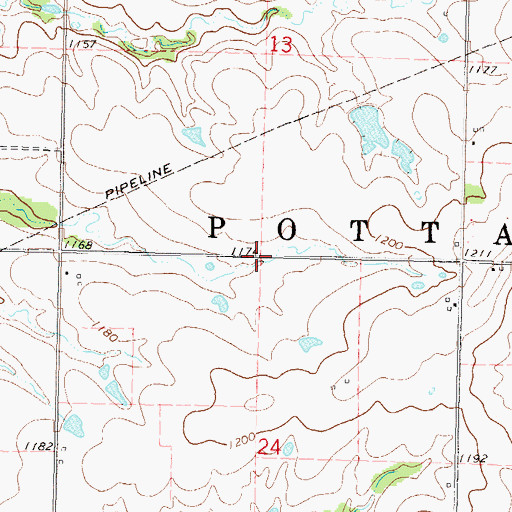 Topographic Map of Township of Pottawatomie, KS