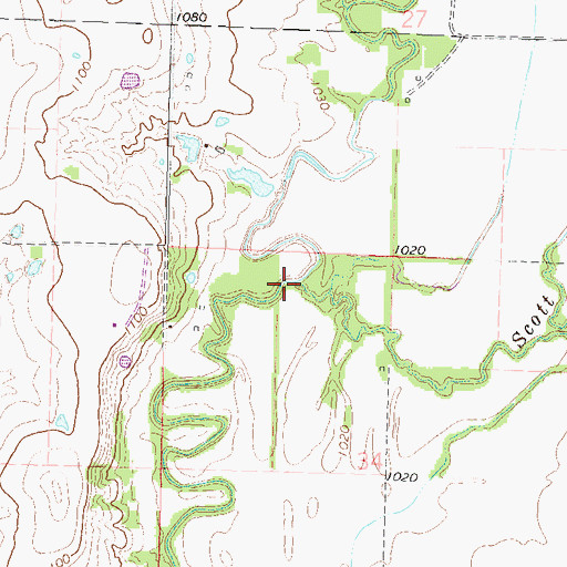 Topographic Map of Scott Creek, KS